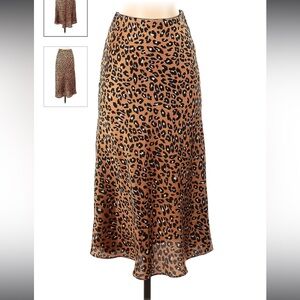 Nasty Gal Animal Print Midi Silk Skirt